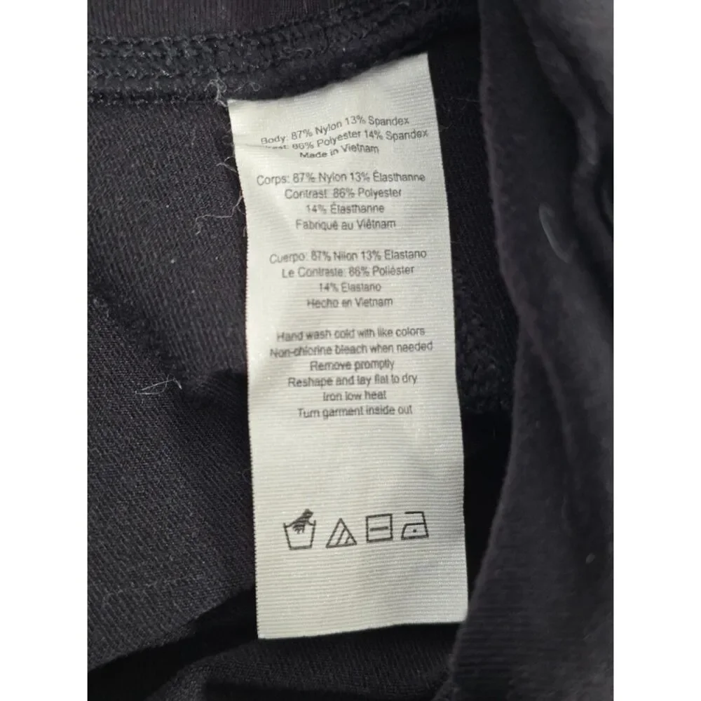 Alo Yoga Moto Leggings Black Ribbed Pintuck Mesh Panel Athleisure Women L